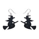 Flying Witch Black Drop Earrings