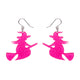 Flying Witch Pink Drop Earrings