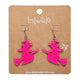 Flying Witch Pink Drop Earrings