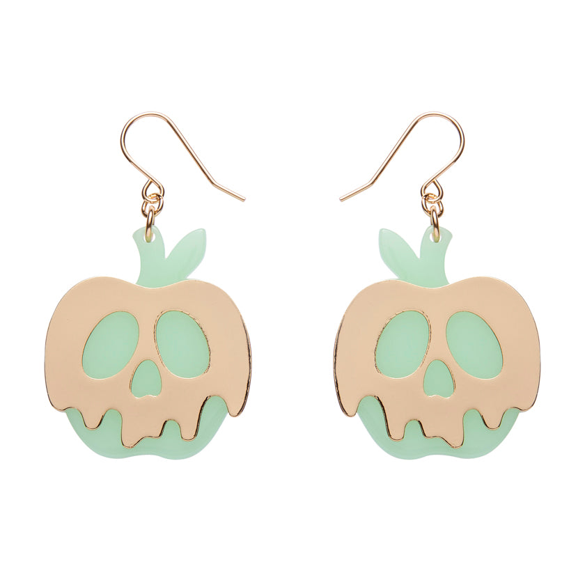 Poison Apple Glow in the Dark Gold Drop Earrings