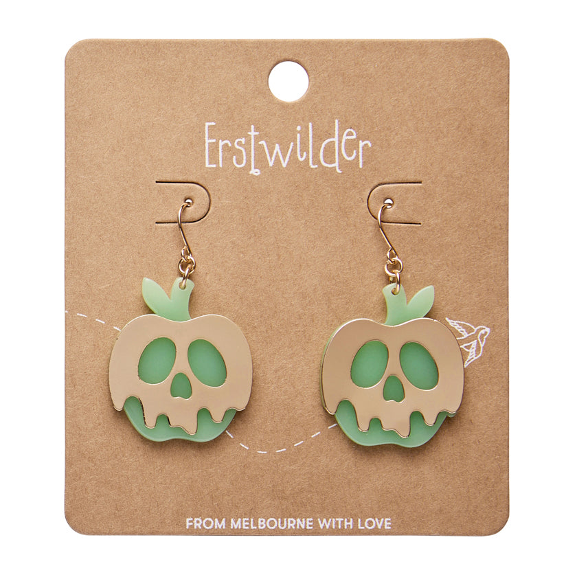 Poison Apple Glow in the Dark Gold Drop Earrings