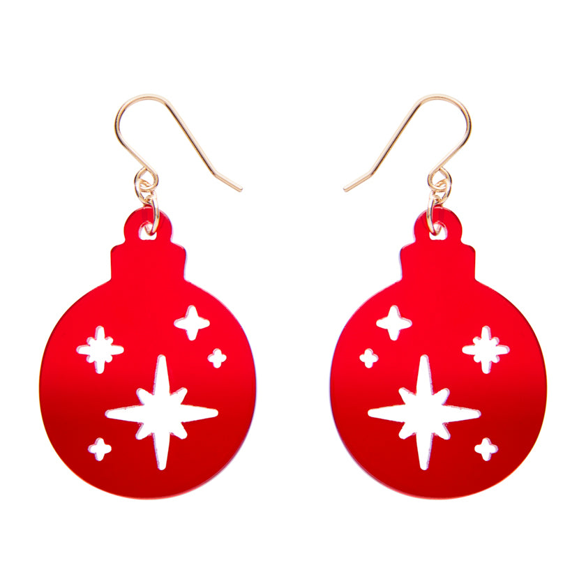 Round Bauble Red Drop Earrings