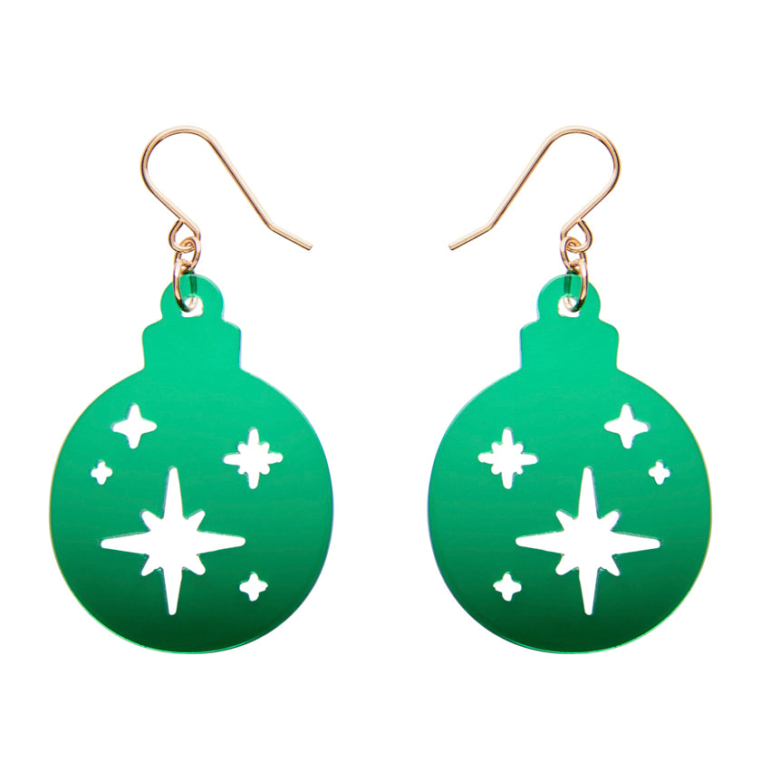 Round Bauble Green Drop Earrings
