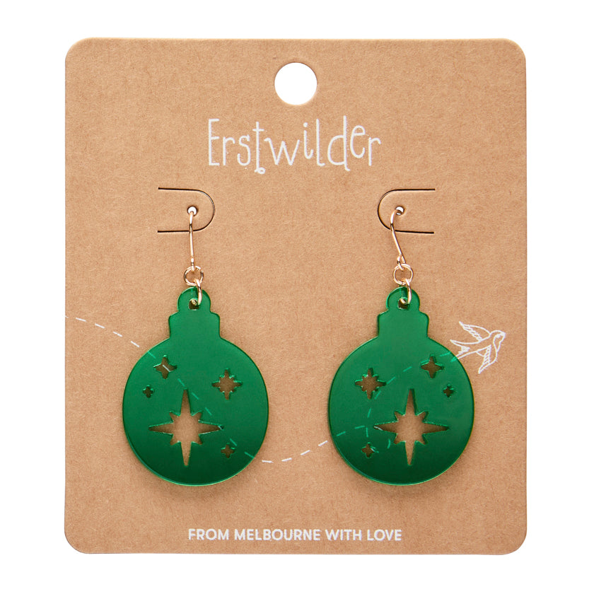 Round Bauble Green Drop Earrings