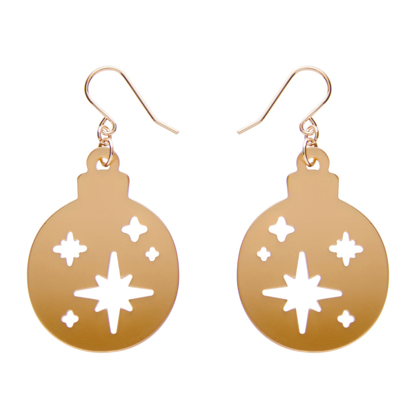 Round Bauble Gold Drop Earrings