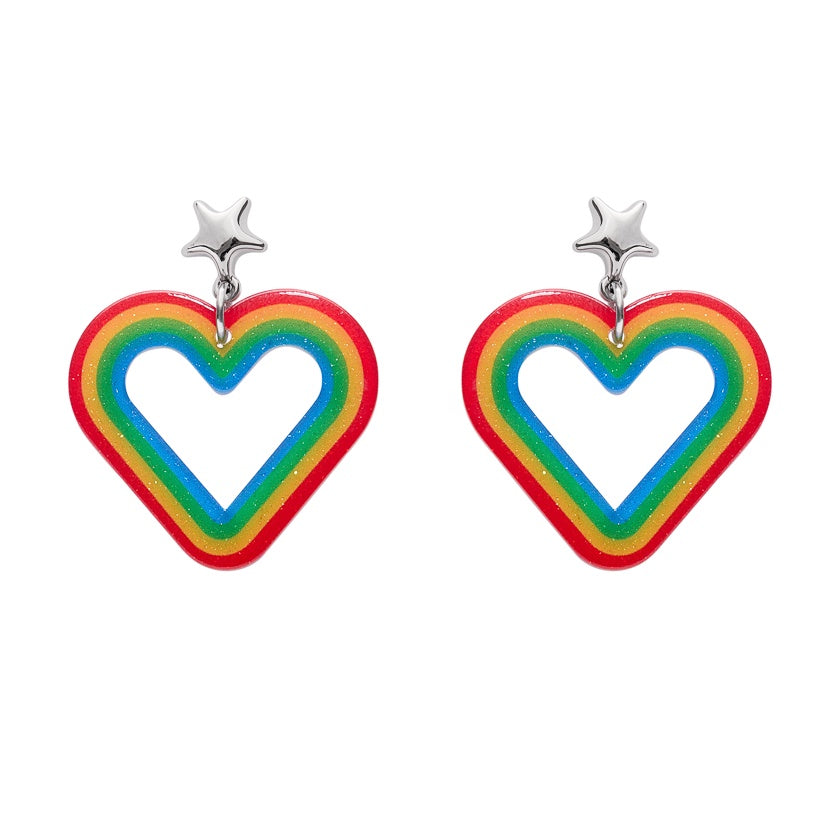 Heart Rainbow Stud Drop Earrings