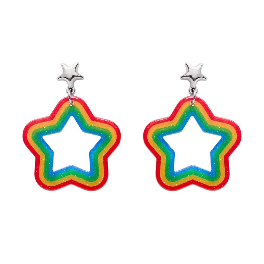 Star Rainbow Stud Drop Earrings