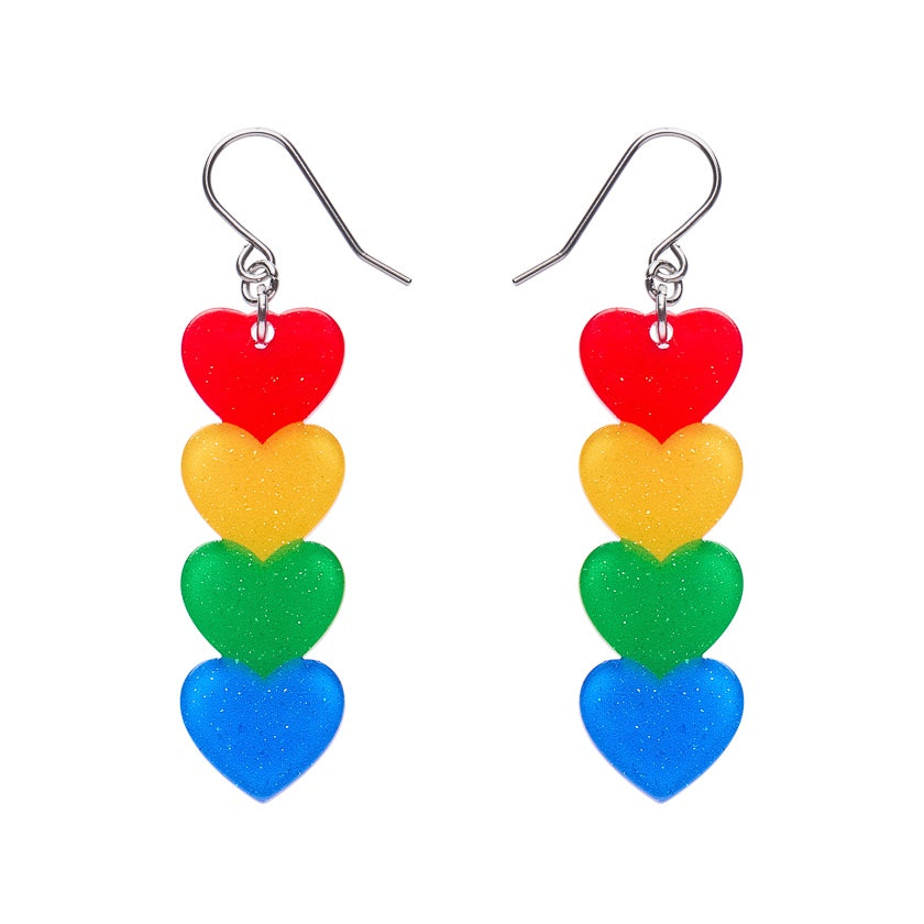 Rainbow Hearts Drop Earrings