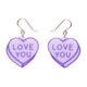 Candy Heart Drop Earrings Purple