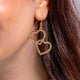 Heart Rings Drop Earrings - Gold