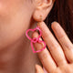 Heart Rings Drop Earrings - Pink