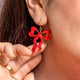 Bows Drop Earrings - Red