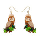 Regal Woodland Owl Drop Earrings