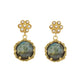 Estatira Pearl Flower and Labradoriate Drop Earrings