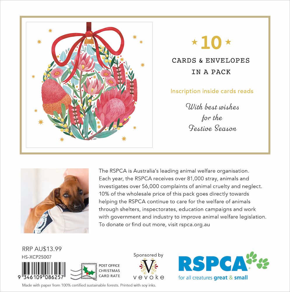 Christmas Card Wallet - RSPCA - Floral Bauble