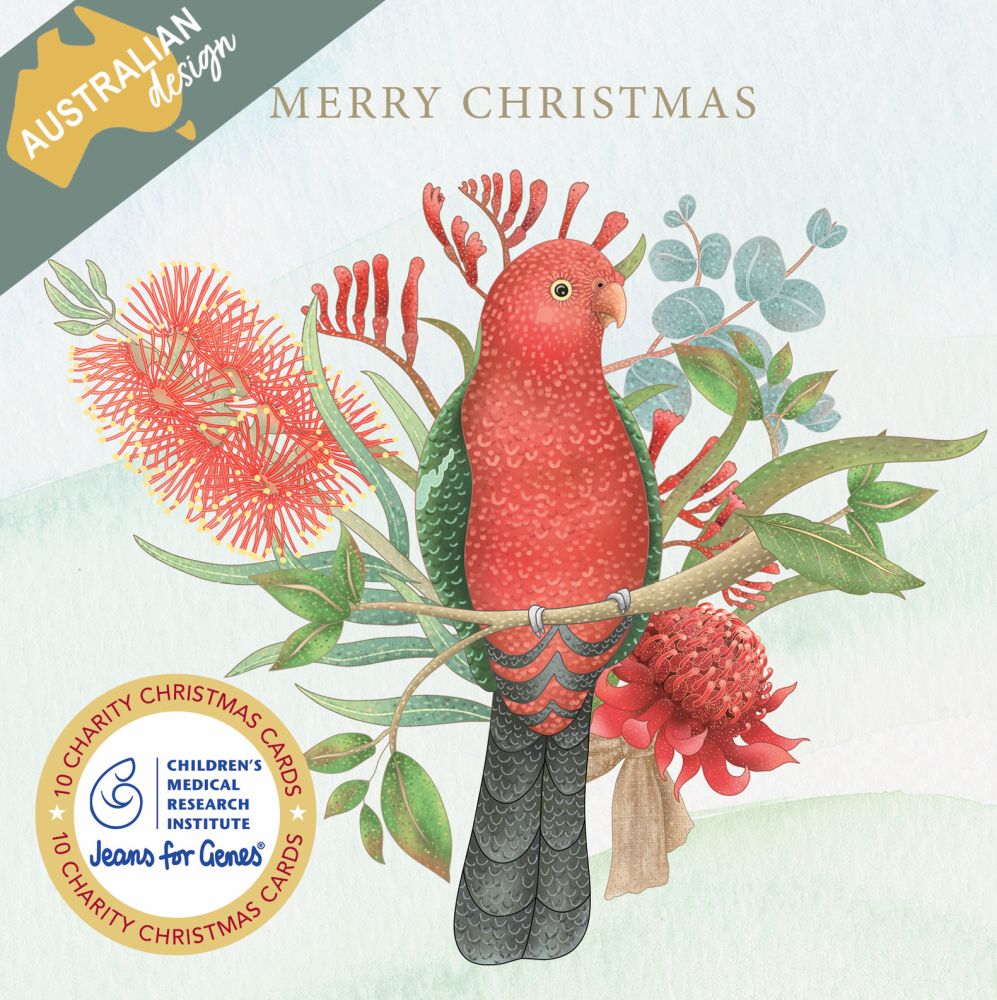 Christmas Card Wallet - CMRI - Floral King Parrot