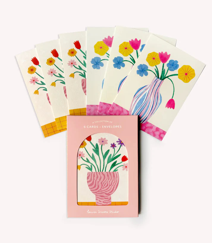 Floral Greeting Card Boxed Set  - 6 Cards Envelopes