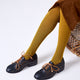 Herringbone Wool Tights Mustard