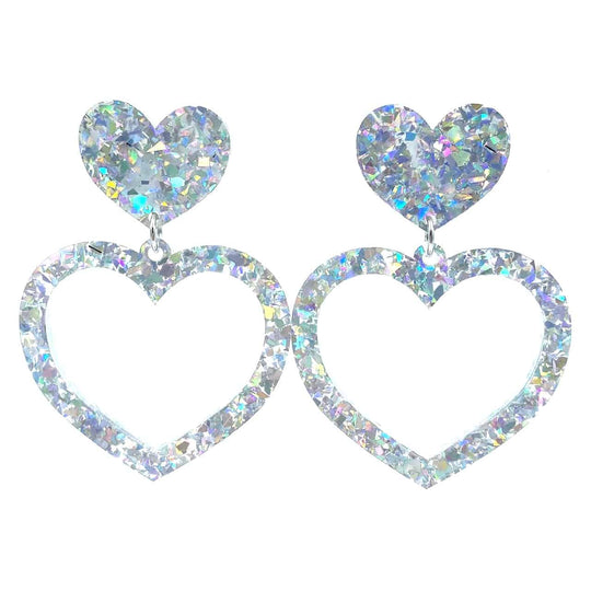 Clear Crystal Barbie Heart Earrings