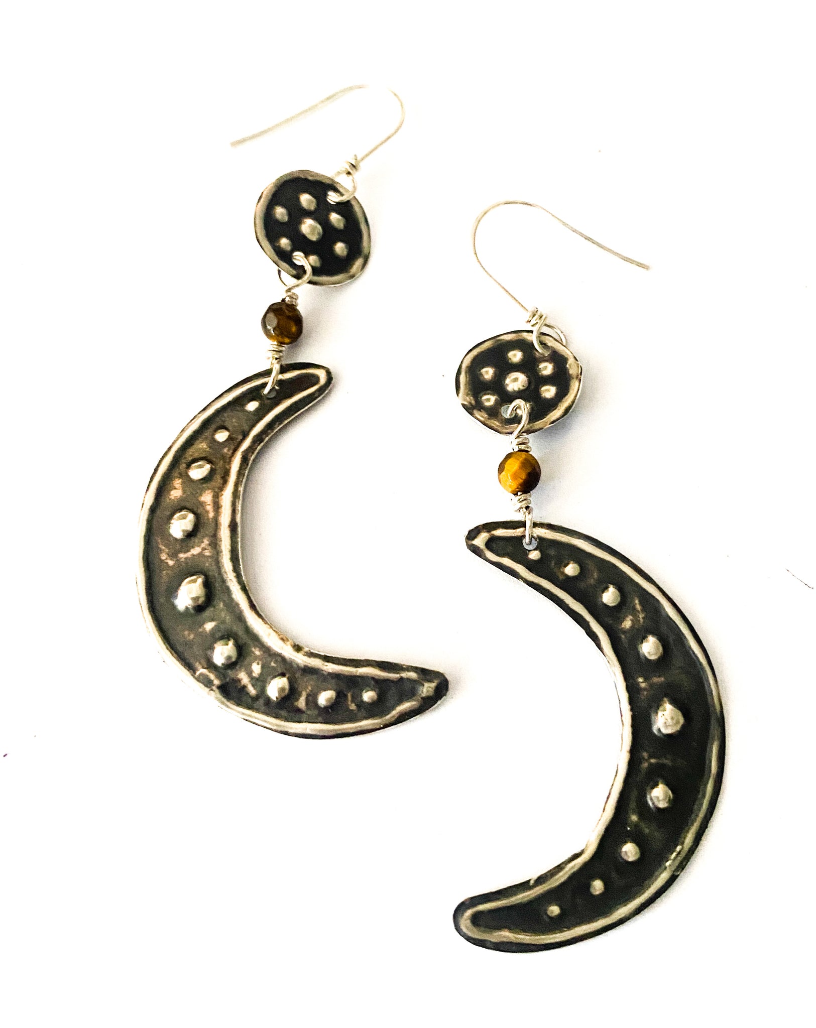 Moon and Stars Sterling Silver Earrings