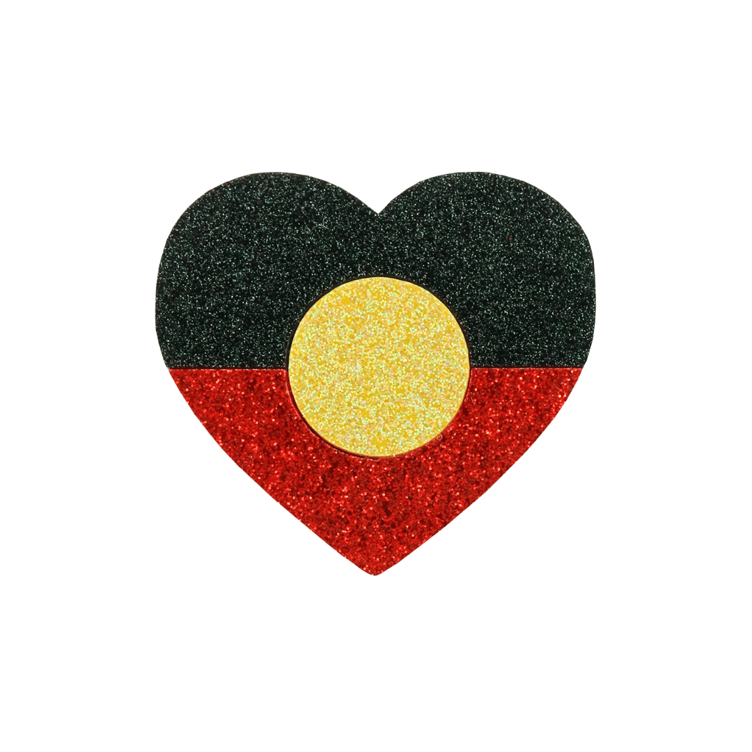Glitter Aboriginal Heart Pin