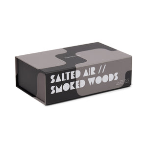 Boxed Set of 2 Jigsaw 4oz Candles - White and Black - Salted Air & Smoked Woods