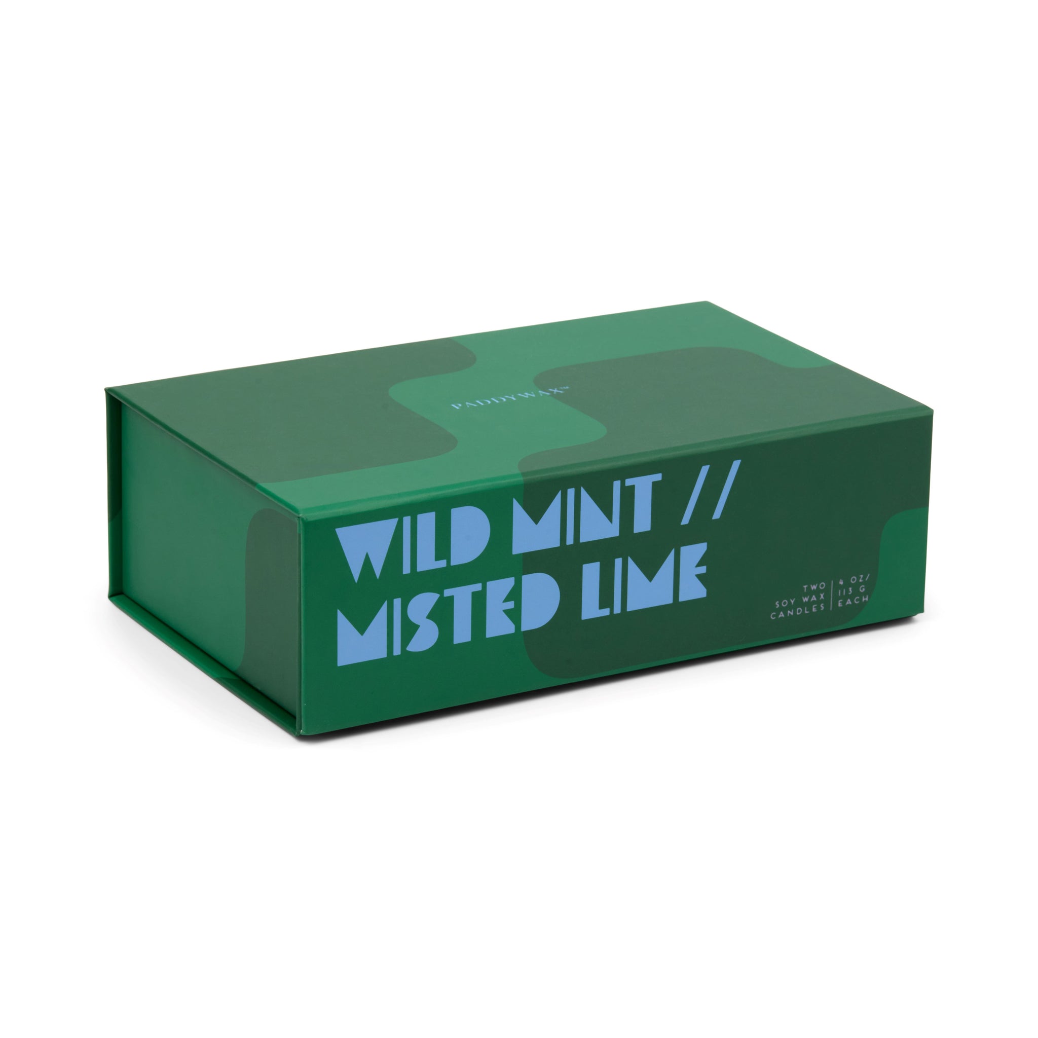 Boxed Set Of 2 Jigsaw 4 Oz Candles - Green & Blue - Wild Mint & Misted Lime