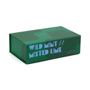Boxed Set Of 2 Jigsaw 4 Oz Candles - Green & Blue - Wild Mint & Misted Lime