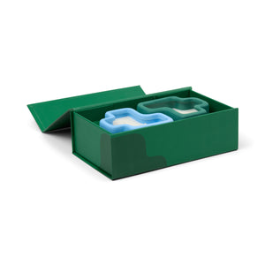 Boxed Set Of 2 Jigsaw 4 Oz Candles - Green & Blue - Wild Mint & Misted Lime