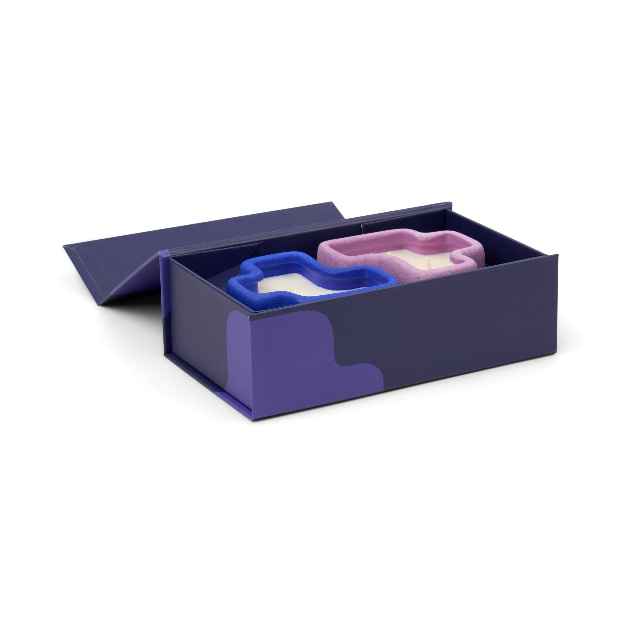 Boxed Set Of 2 Jigsaw 4 Oz Candles - Cobalt & Lavender - Wisteria & Ember+Resin