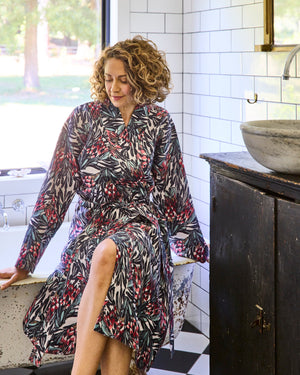 Protea Party Linen Robe  - Margaret Preston