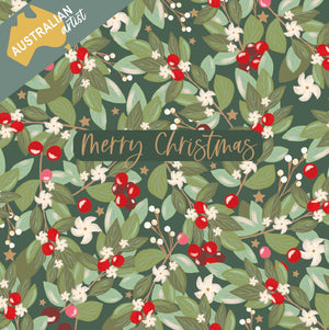 Christmas Card Wallet - BCNA - Leaves And Berries