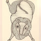Lion Ink on Paper - Gond Art
