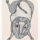 Lion Ink on Paper - Gond Art