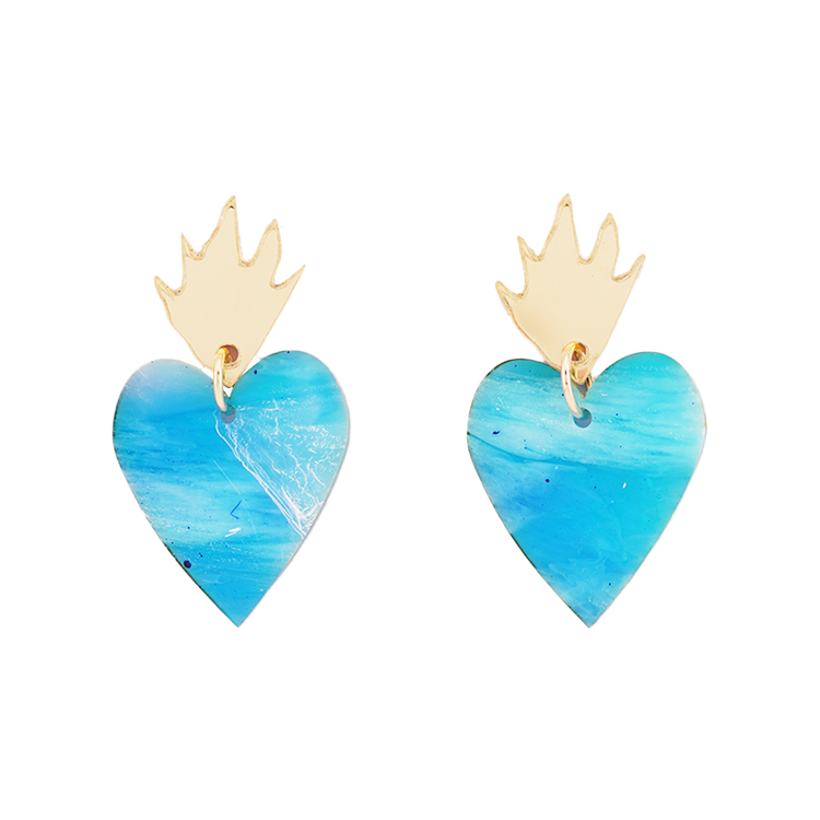 Aqua Lil Flame Earrings