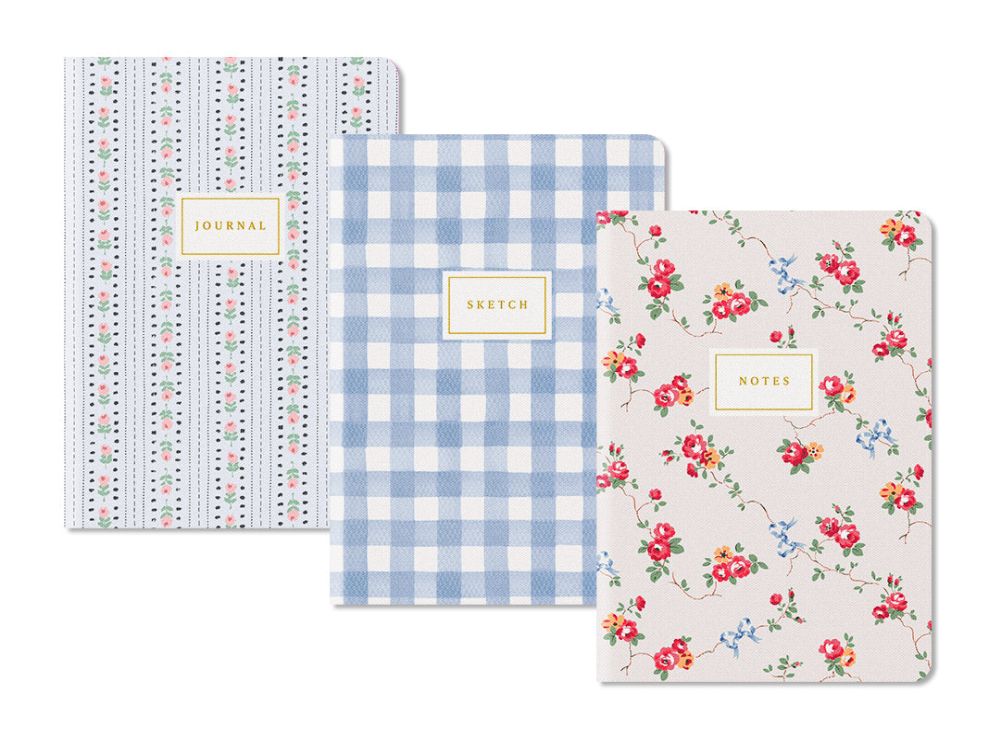 Cath Kidston Medium Notebook Set - Blue Floral & Check