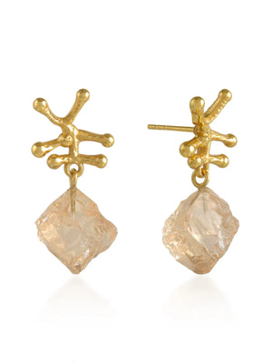 Nuria Raw Champagne Crystal Drop Earrings