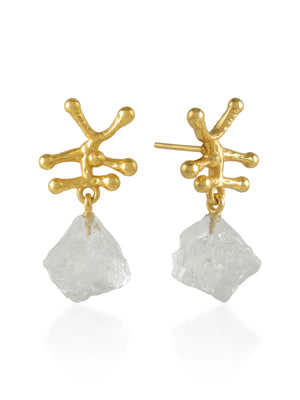 Nuria Raw Clear Crystal Drop Earrings