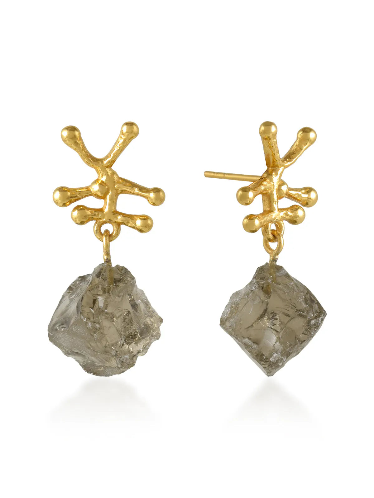 Nuria Raw Smoky Crystal Drop Earrings