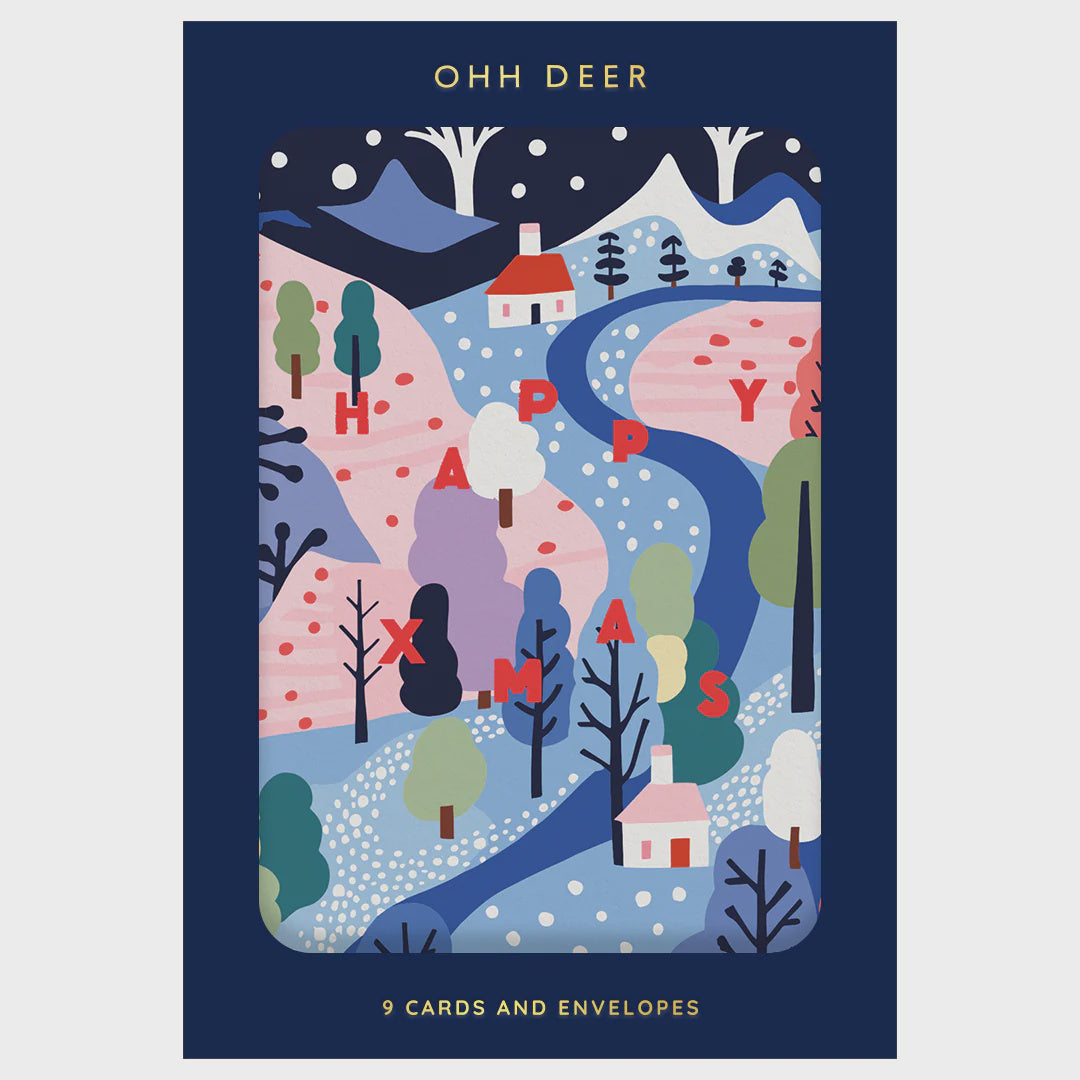 Scandi Town 3 Designs 9 Pk Christmas Cards