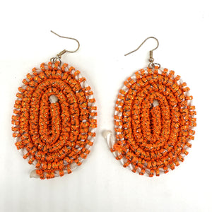 Woven Earrings Orange - Venetta Denham