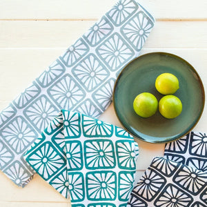 Organic Bloom Handprinted Tea Towels