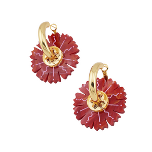 Ruby Petal Thick Hoop Earrings