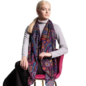 Rock Pools Wool Scarf - Joy Nangala Brown