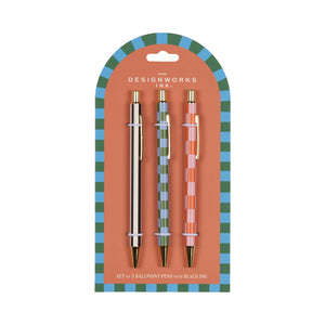 Adopo Pen Set of 3 - Stripes & Checks