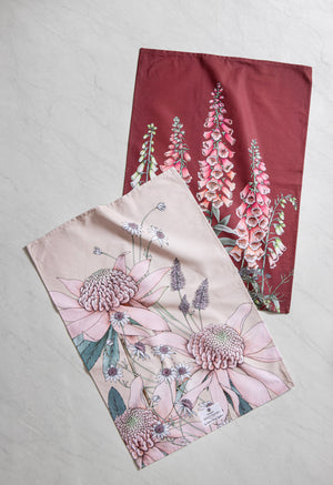 Secret Garden 2pk Kitchen Tea Towel - Pink