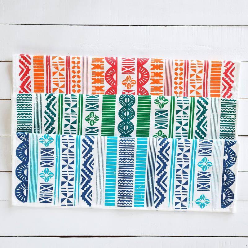 Handprinted Tapa Print Tea Towel