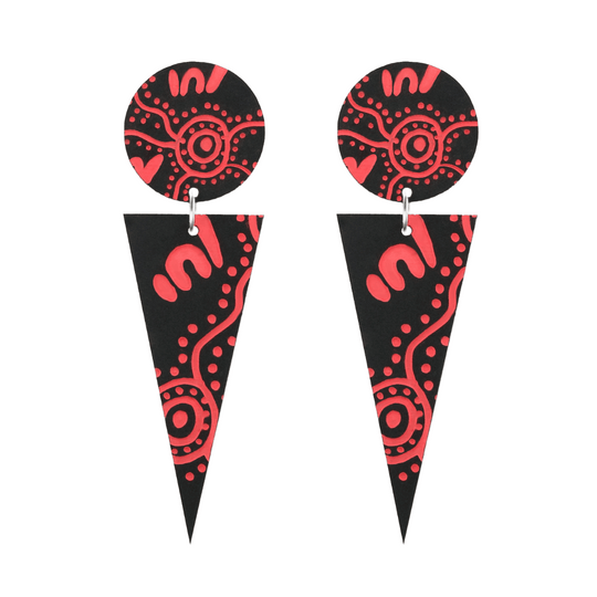 Wiradjuri Yinaa Red and Black Cone Earrings