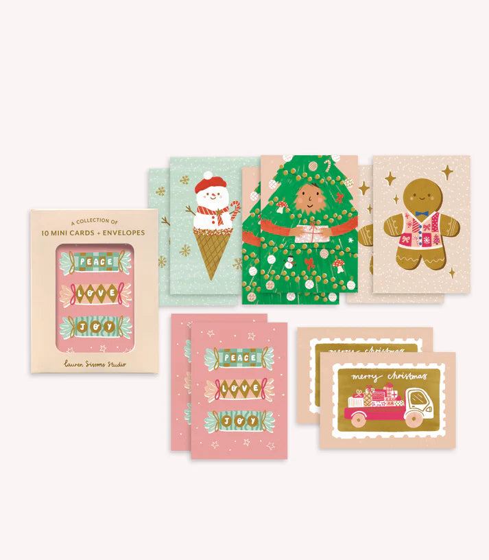 Christmas Mini Greeting Card Boxed Set - 10 Cards Envelopes