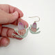 Grevillea Flower Earrings Green & Pink